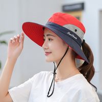 امرأة النمط الكوري كتلة اللون طنف واسعة قبعة الشمس sku image 4