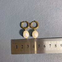 1 Pair Elegant Simple Style Round Freshwater Pearl Titanium Steel Plating 18k Gold Plated Earrings sku image 7