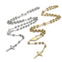 Ethnic Style Cross Stainless Steel Beaded Pendant Necklace main image 3