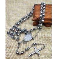 Ethnic Style Cross Stainless Steel Beaded Pendant Necklace main image 2
