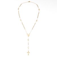 Ethnic Style Cross Stainless Steel Beaded Plating Pendant Necklace main image 2