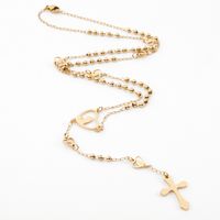 Ethnic Style Cross Stainless Steel Beaded Plating Pendant Necklace main image 4