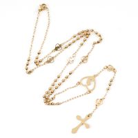 Ethnic Style Cross Stainless Steel Beaded Plating Pendant Necklace main image 6