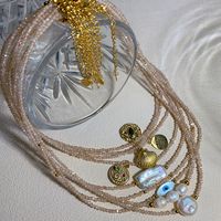 Ins Style Geometric Stainless Steel Artificial Crystal Inlay Natural Stone Pearl Shell Women's Necklace main image 3