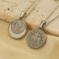 304 Stainless Steel 18K Gold Plated Modern Style Plating Faith Cross Shell Pendant Necklace main image 1