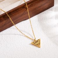 Modern Style Triangle Devil's Eye Stainless Steel Hollow Out Zircon 18k Gold Plated Pendant Necklace main image 2