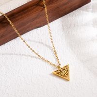 Modern Style Triangle Devil's Eye Stainless Steel Hollow Out Zircon 18k Gold Plated Pendant Necklace main image 3