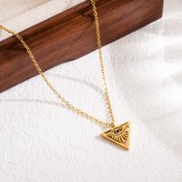 Modern Style Triangle Devil's Eye Stainless Steel Hollow Out Zircon 18k Gold Plated Pendant Necklace main image 4