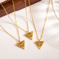 Modern Style Triangle Devil's Eye Stainless Steel Hollow Out Zircon 18k Gold Plated Pendant Necklace main image 1