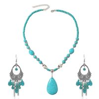 Ethnic Style Water Droplets Alloy Turquoise Plating Women's Pendant Necklace 1 Piece sku image 21