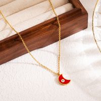 Modern Style Devil's Eye Moon Stainless Steel Enamel Three-dimensional 18k Gold Plated Pendant Necklace main image 2