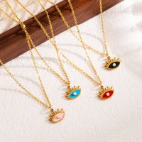 Modern Style Devil's Eye Stainless Steel Enamel Three-dimensional 18k Gold Plated Pendant Necklace main image 6