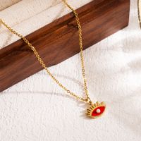 Modern Style Devil's Eye Stainless Steel Enamel Three-dimensional 18k Gold Plated Pendant Necklace main image 3