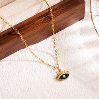 Modern Style Devil's Eye Stainless Steel Enamel Three-dimensional 18k Gold Plated Pendant Necklace main image 4