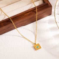 Casual Devil's Eye Square Stainless Steel Enamel 18k Gold Plated Pendant Necklace main image 4