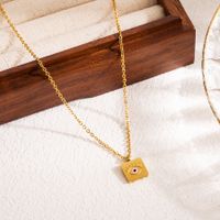 Casual Devil's Eye Square Stainless Steel Enamel 18k Gold Plated Pendant Necklace main image 3