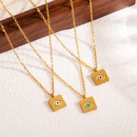 Casual Devil's Eye Square Stainless Steel Enamel 18k Gold Plated Pendant Necklace main image 1