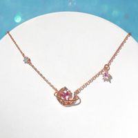 Modern Style Moon Heart Shape Copper Plating Inlay Zircon Pendant Necklace main image 5