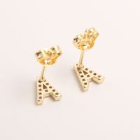Fashion Letter Copper Inlay Zircon Ear Studs 1 Pair main image 5