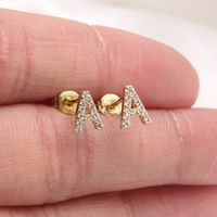Fashion Letter Copper Inlay Zircon Ear Studs 1 Pair main image 6