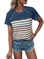 Women's T-shirt Short Sleeve T-shirts Patchwork Streetwear Stripe main image 2