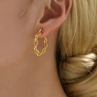 1 Pair Retro Simple Style Classic Style Circle Copper 18k Gold Plated Hoop Earrings main image 6