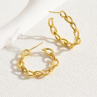 1 Pair Retro Simple Style Classic Style Circle Copper 18k Gold Plated Hoop Earrings main image 2