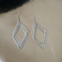 1 Pair Fashion Rhombus Metal Women's Drop Earrings sku image 2