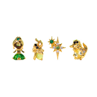 1 Set Princess Cute Cartoon Character Brass Asymmetrical Plating Inlay Zircon 18k Gold Plated Ear Studs main image 2