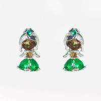 1 Set Princess Cute Cartoon Character Brass Asymmetrical Plating Inlay Zircon 18k Gold Plated Ear Studs sku image 2