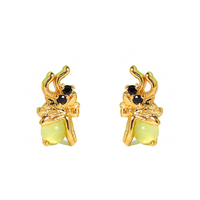 1 Set Princess Cute Cartoon Character Brass Asymmetrical Plating Inlay Zircon 18k Gold Plated Ear Studs sku image 3