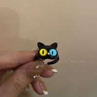 Süß Katze Legierung Inlay Künstliche Perlen Glas Unisex Offener Ring sku image 5