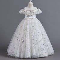 Elegant Princess Star Bow Knot Sequins Polyester Girls Dresses sku image 1
