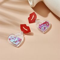 Modern Style Lips Heart Shape Arylic Women's Drop Earrings main image 4