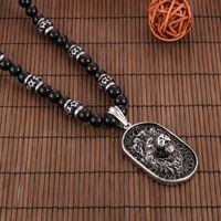 Hip-Hop Lion Stainless Steel Agate Beaded 18K Gold Plated Men'S Pendant Necklace main image 5