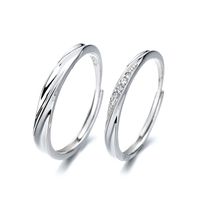 Simple Style Waves Sterling Silver Plating Inlay Zircon Open Ring main image 2