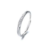 Simple Style Waves Sterling Silver Plating Inlay Zircon Open Ring sku image 1