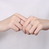Simple Style Waves Sterling Silver Plating Inlay Zircon Open Ring main image 4