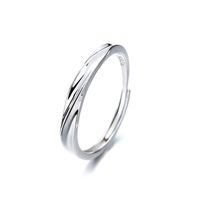 Simple Style Waves Sterling Silver Plating Inlay Zircon Open Ring sku image 2