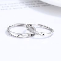 Simple Style Waves Sterling Silver Plating Inlay Zircon Open Ring main image 3