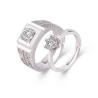 Romantic Shiny Round Square Copper Plating Inlay Zircon White Gold Plated Rings sku image 3