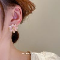 1 Pair Sweet Flower Enamel Inlay Alloy Drop Earrings Ear Studs main image 3