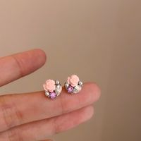 1 Pair Sweet Flower Enamel Inlay Alloy Drop Earrings Ear Studs sku image 5