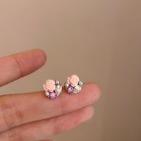 1 Pair Sweet Flower Enamel Inlay Alloy Drop Earrings Ear Studs sku image 6