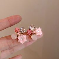 1 Pair Sweet Flower Enamel Inlay Alloy Drop Earrings Ear Studs sku image 7