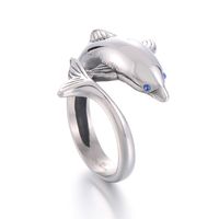 Cute Dolphin Stainless Steel Men's Open Ring sku image 5