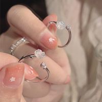 Ins Style Fairy Style Korean Style Flower Copper Plating Inlay Zircon Open Ring main image 6