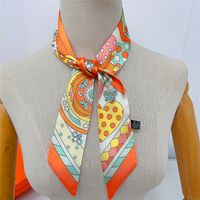 Women's Elegant Geometric Satin Tassel Silk Scarf main image 4