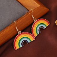 Casual Lady Rainbow Alloy Enamel Plating 14k Gold Plated Women's Drop Earrings main image 4