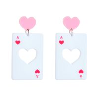 Cartoon Style Cute Poker Heart Shape Arylic Hollow Out Women's Drop Earrings main image 3